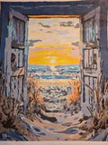 Ocean Sunrise Through Cottage Doors