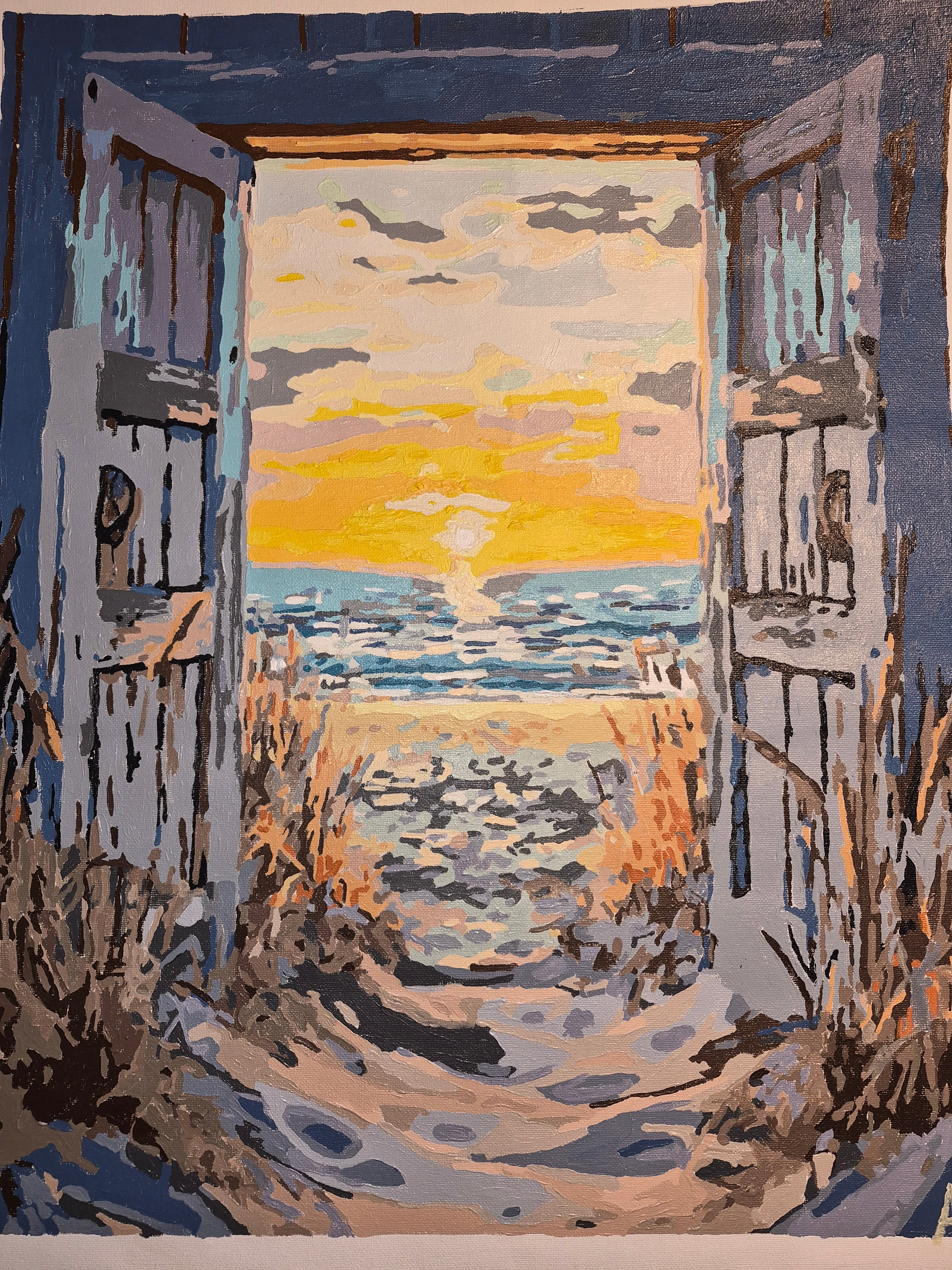 Ocean Sunrise Through Cottage Doors